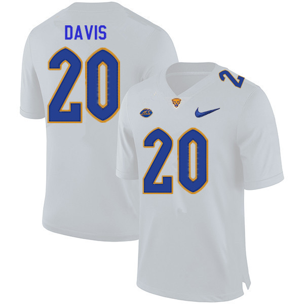 Men #20 Wendell Davis Pitt Panthers College Football Jerseys Sale-White